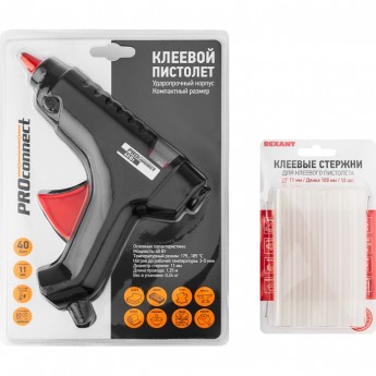 Набор для творчества REXANT ПК02 пистолет 40 Вт, стержни 11 мм
