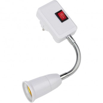 Переходник-светильник REXANT для крепления в штепсельной сетевой розетке переходник цокольный гибкий 220В-Е27 150 мм с выключателем Переходник-светильник REXANT для крепления в штепсельной сетевой розетке переходник цокольный гибкий 220В-Е27 150 мм с выключателем