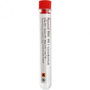 Припой с канифолью REXANT ПОС-90, 10 г, Ø1.0 мм, (олово 90%, свинец 10%), колба Припой с канифолью REXANT ПОС-90, 10 г, Ø1.0 мм, (олово 90%, свинец 10%), колба