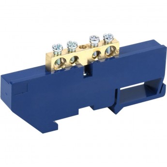 Шина REXANT «N» нулевая с синим изолятором на DIN-рейку 6x9 мм стойка бол. 4 группы