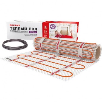Теплый пол, нагревательный мат REXANT EXTRA, двухжильный, площадь 9 м², 0.5х18 м, 1440 Вт Теплый пол, нагревательный мат REXANT EXTRA, двухжильный, площадь 9 м², 0.5х18 м, 1440 Вт